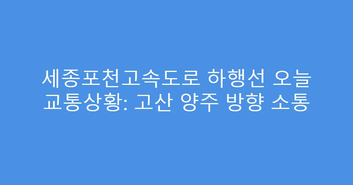 세종포천고속도로 하행선 오늘 교통상황: 고산 양주 방향 소통