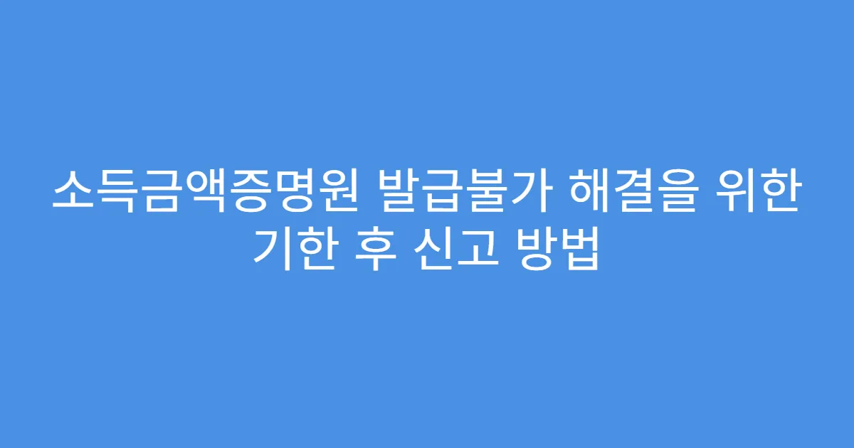 소득금액증명원 발급불가 해결을 위한 기한 후 신고 방법
