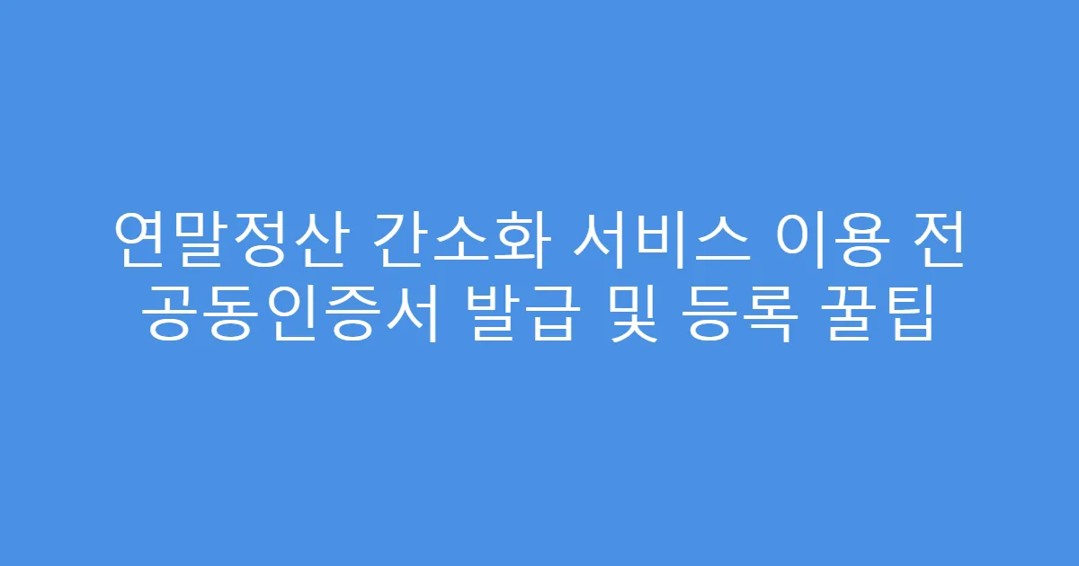 연말정산 간소화 서비스 이용 전 공동인증서 발급 및 등록 꿀팁