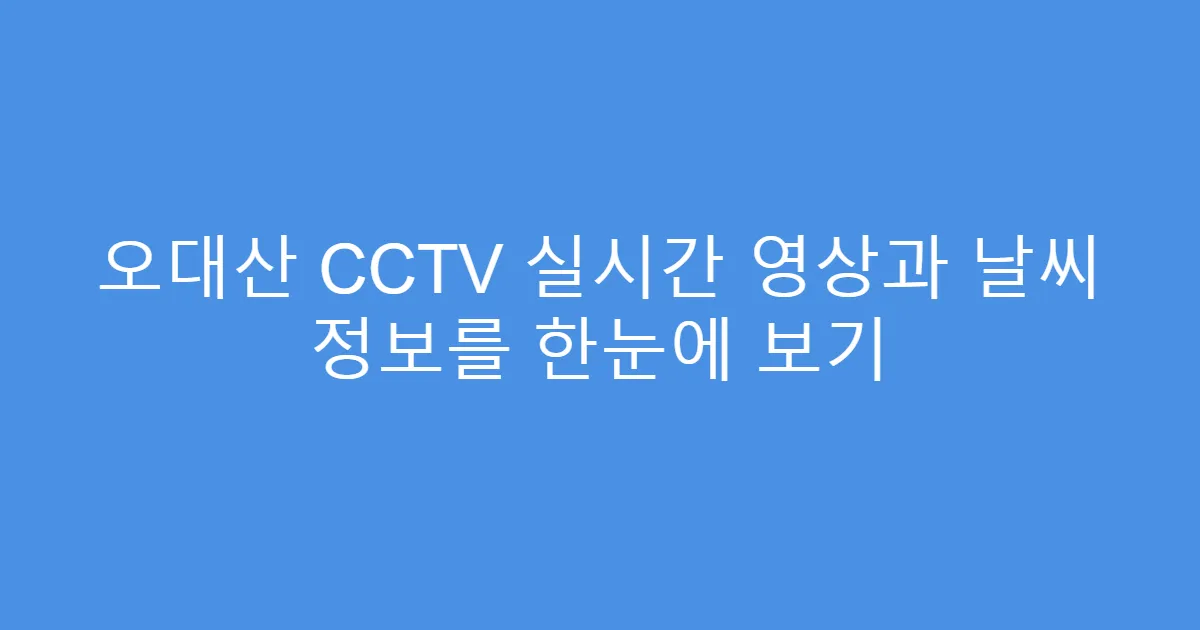 오대산 CCTV 실시간 영상과 날씨 정보를 한눈에 보기