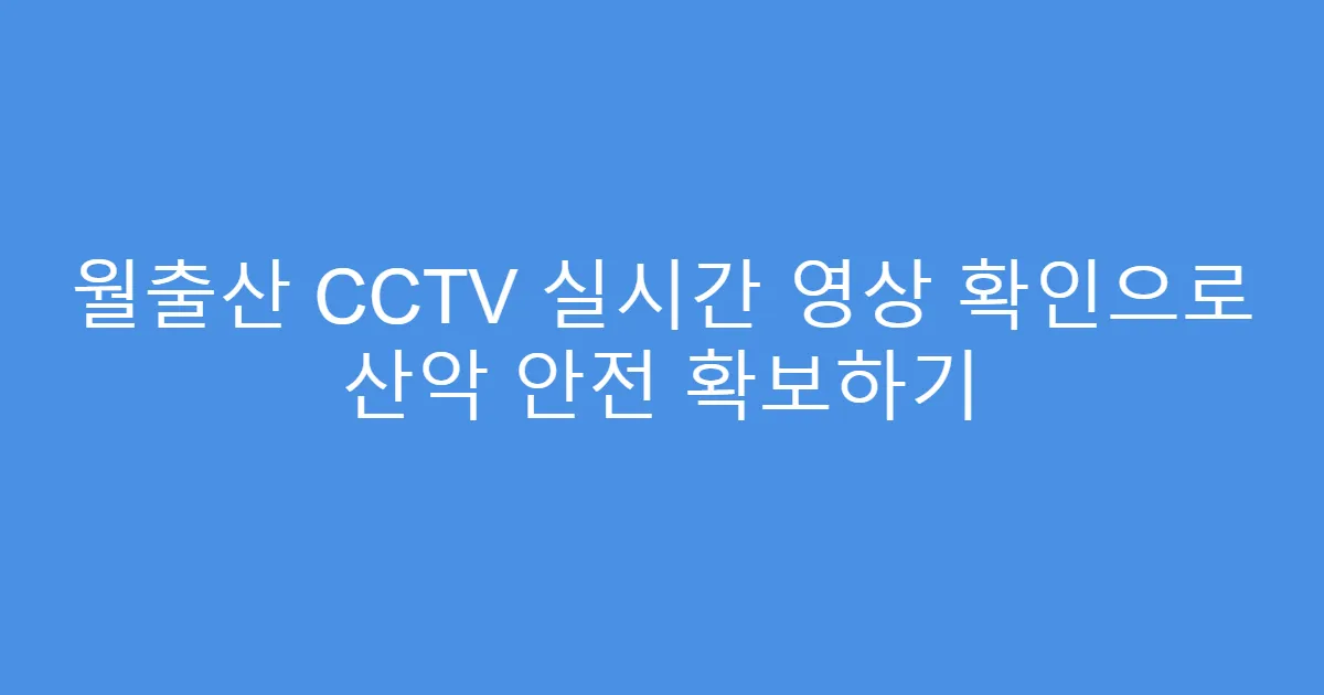 월출산 CCTV 실시간 영상 확인으로 산악 안전 확보하기
