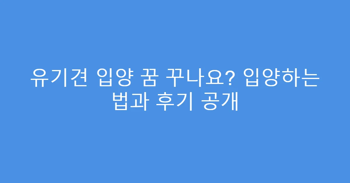 유기견 입양 꿈 꾸나요? 입양하는 법과 후기 공개