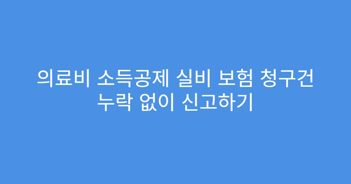 의료비 소득공제 실비 보험 청구건 누락 없이 신고하기