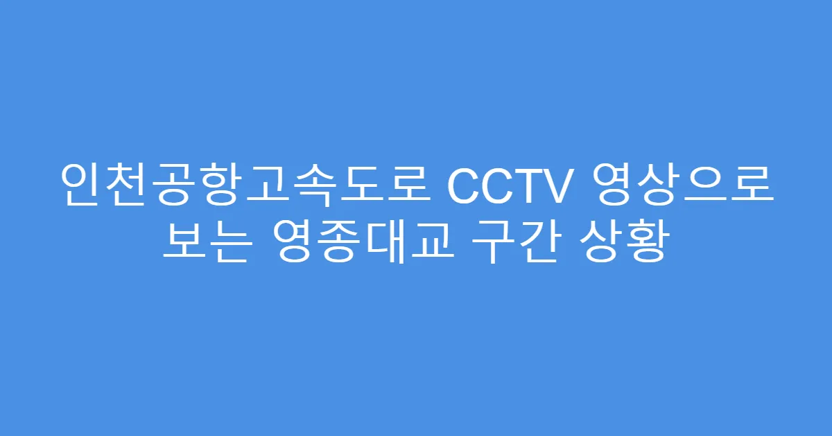 인천공항고속도로 CCTV 영상으로 보는 영종대교 구간 상황