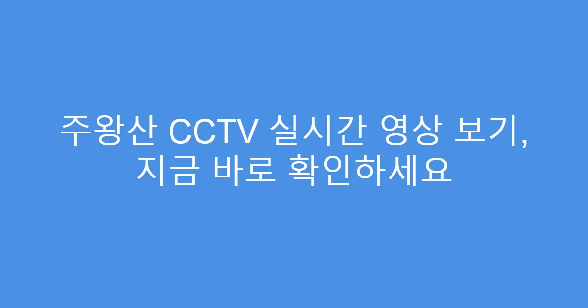 주왕산 CCTV 실시간 영상 보기, 지금 바로 확인하세요
