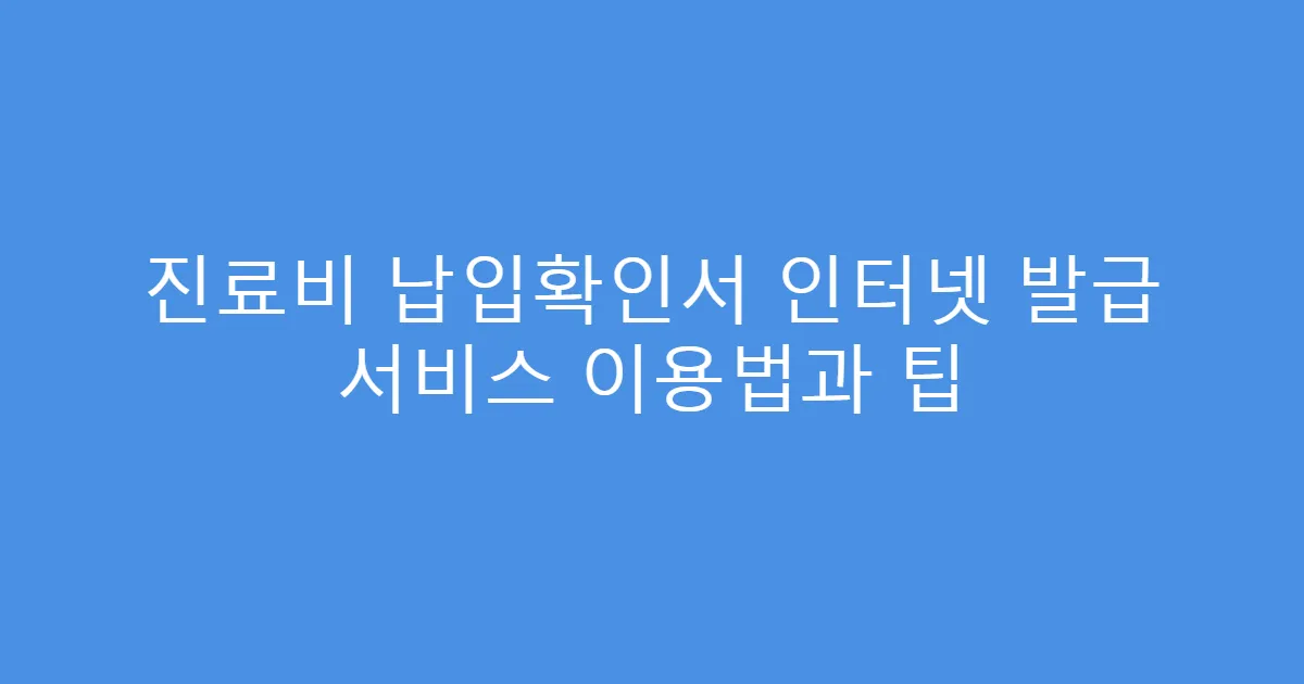진료비 납입확인서 인터넷 발급 서비스 이용법과 팁