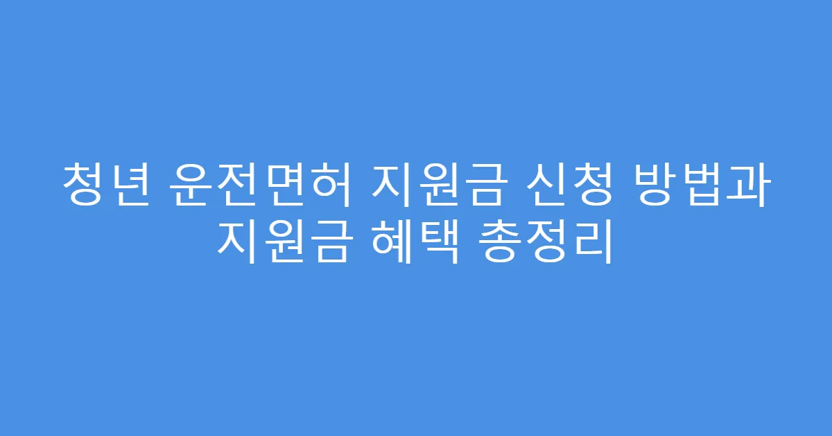 청년 운전면허 지원금 신청 방법과 지원금 혜택 총정리