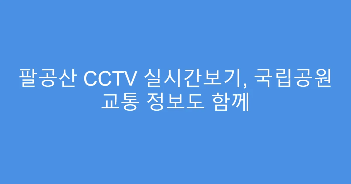 팔공산 CCTV 실시간보기, 국립공원 교통 정보도 함께
