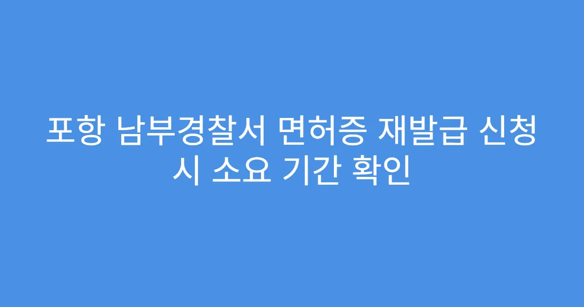 포항 남부경찰서 면허증 재발급 신청 시 소요 기간 확인