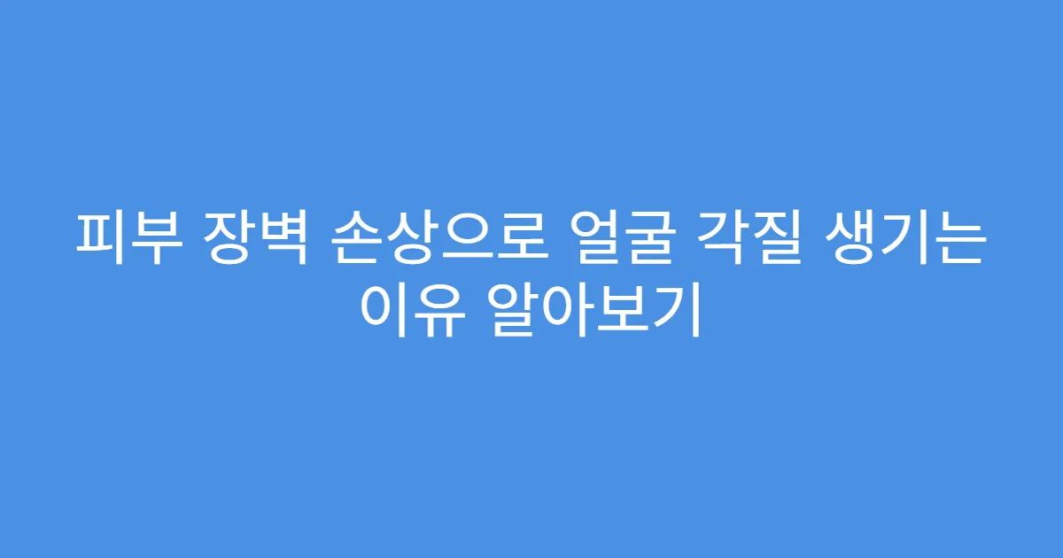 피부 장벽 손상으로 얼굴 각질 생기는 이유 알아보기