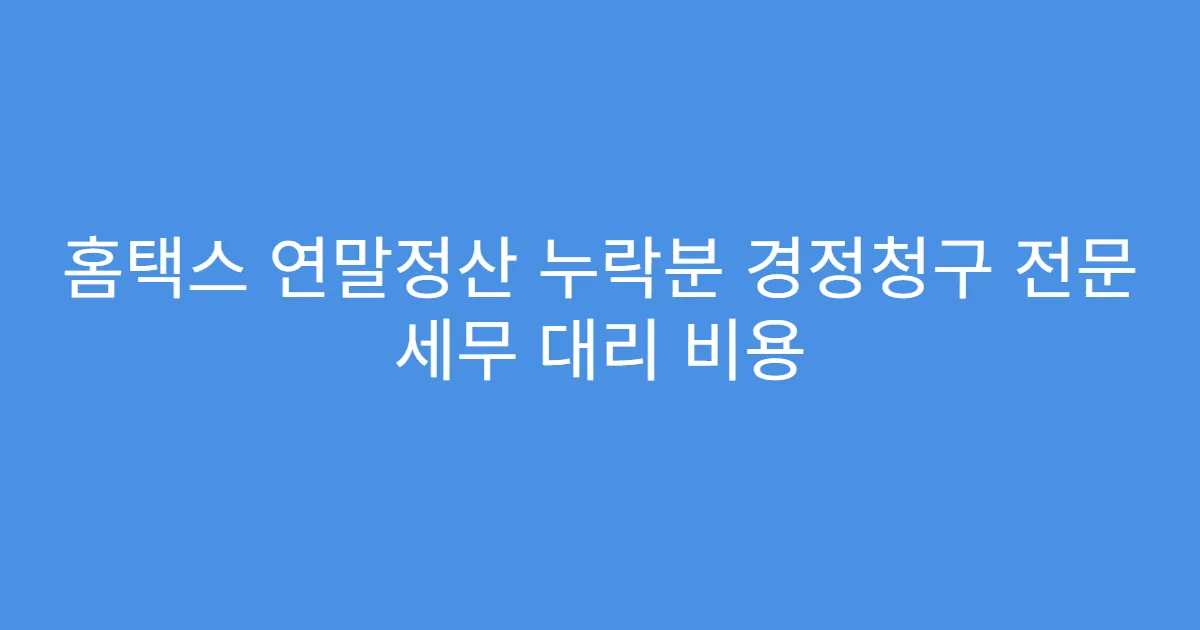 홈택스 연말정산 누락분 경정청구 전문 세무 대리 비용