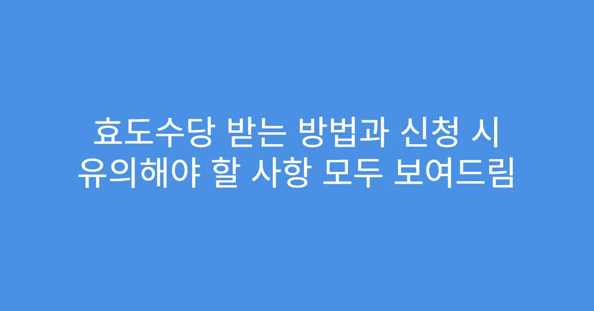 효도수당 받는 방법과 신청 시 유의해야 할 사항 모두 보여드림