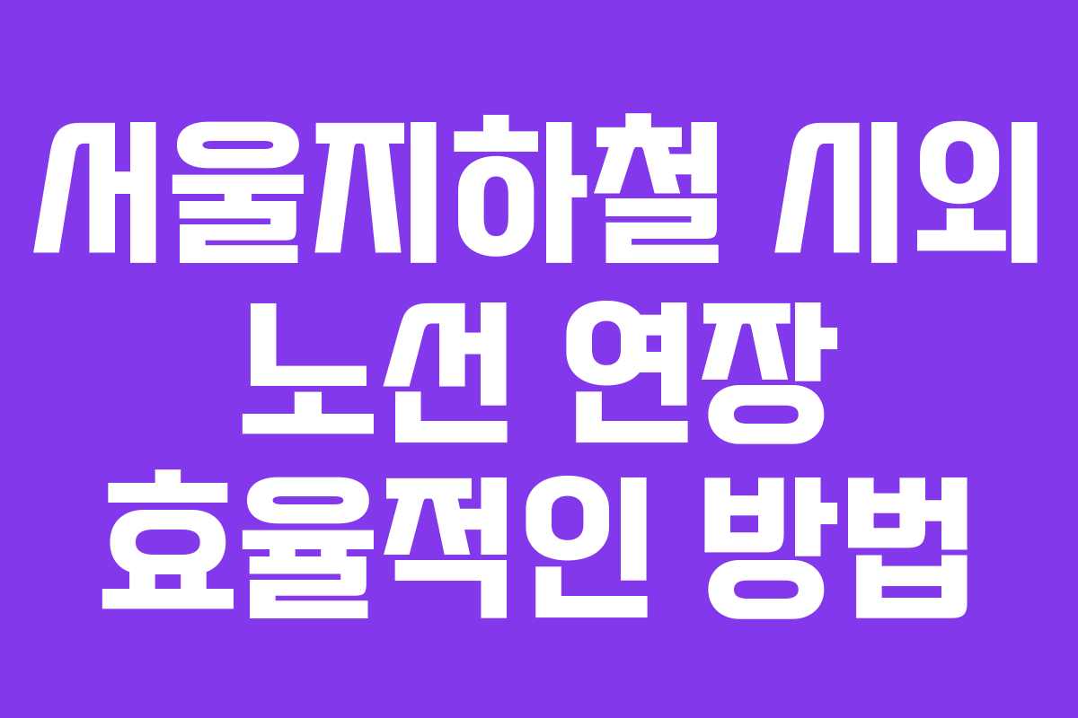 서울지하철 시외 노선 연장 효율적인 방법