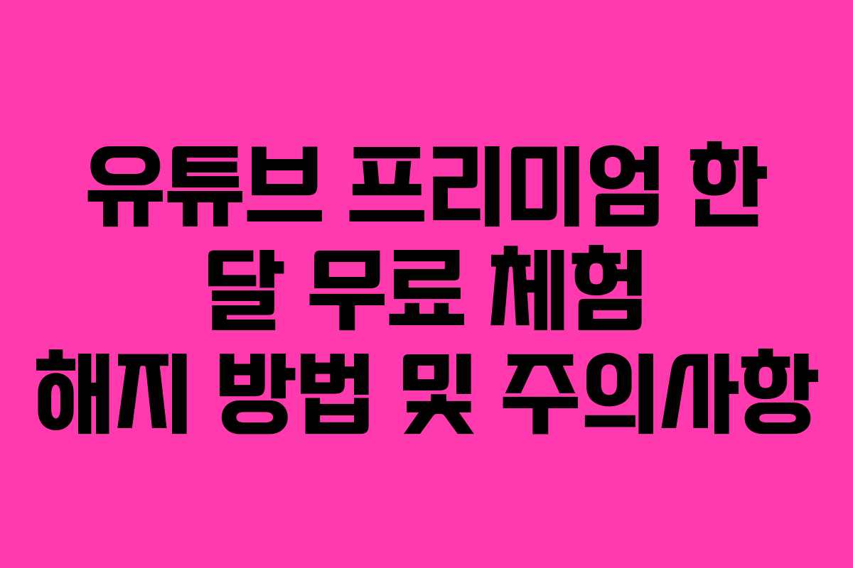 유튜브 프리미엄 한 달 무료 체험 해지 방법 및 주의사항