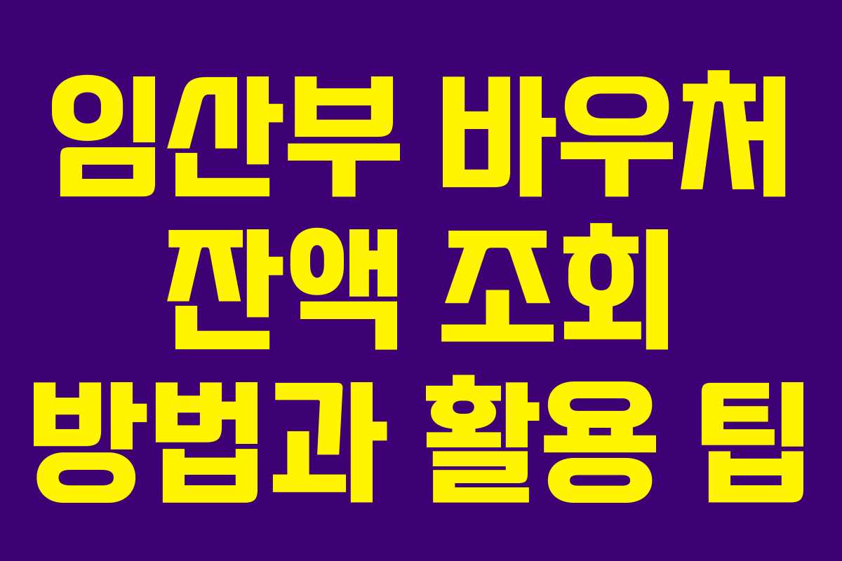 임산부 바우처 잔액 조회 방법과 활용 팁