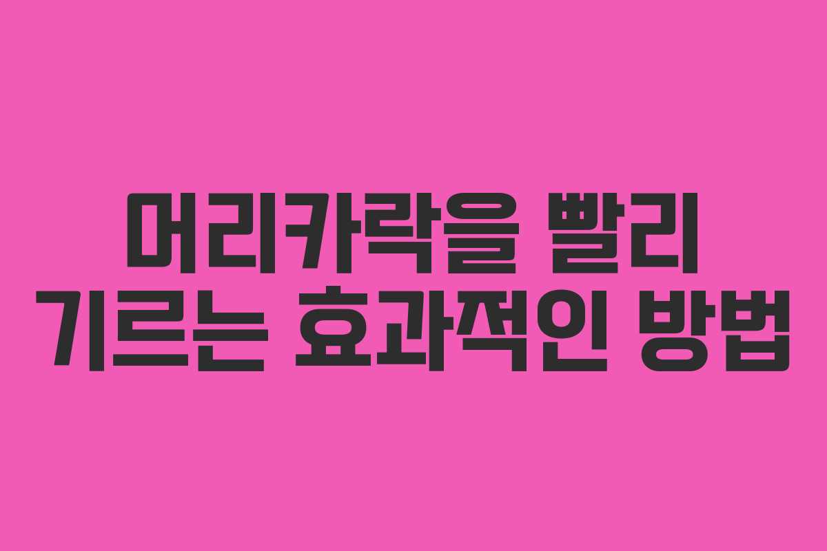 머리카락을 빨리 기르는 효과적인 방법
