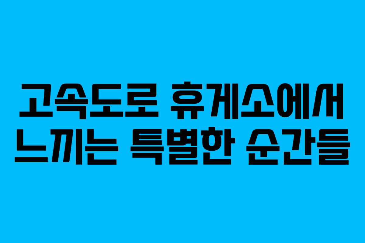 고속도로 휴게소에서 느끼는 특별한 순간들