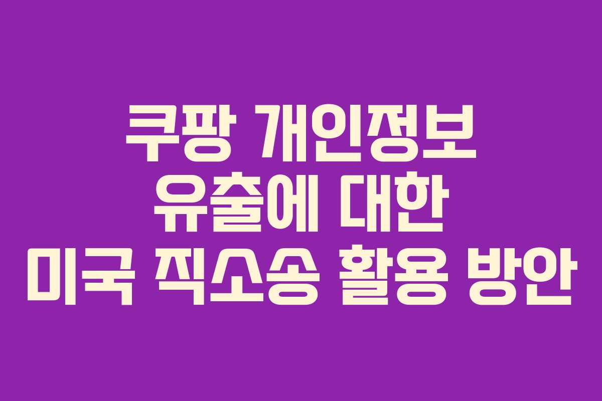 쿠팡 개인정보 유출에 대한 미국 직소송 활용 방안