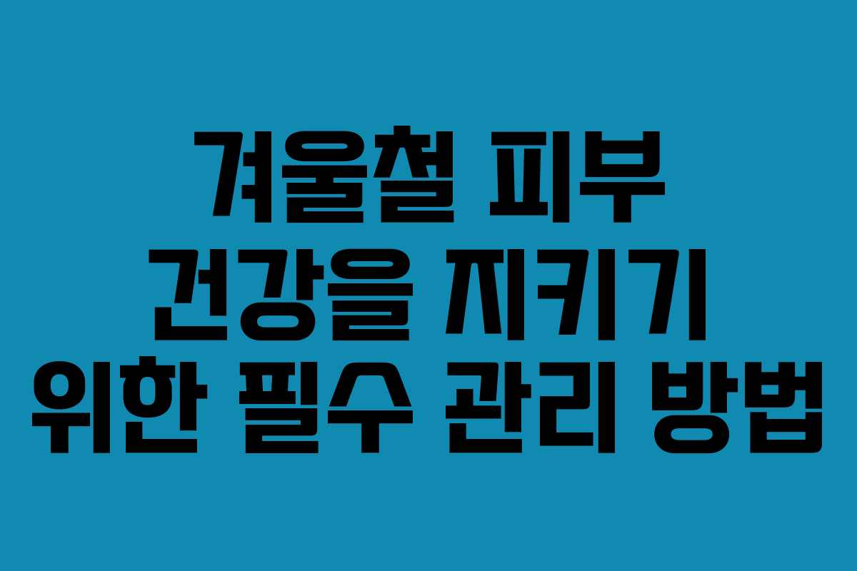 겨울철 피부 건강을 지키기 위한 필수 관리 방법