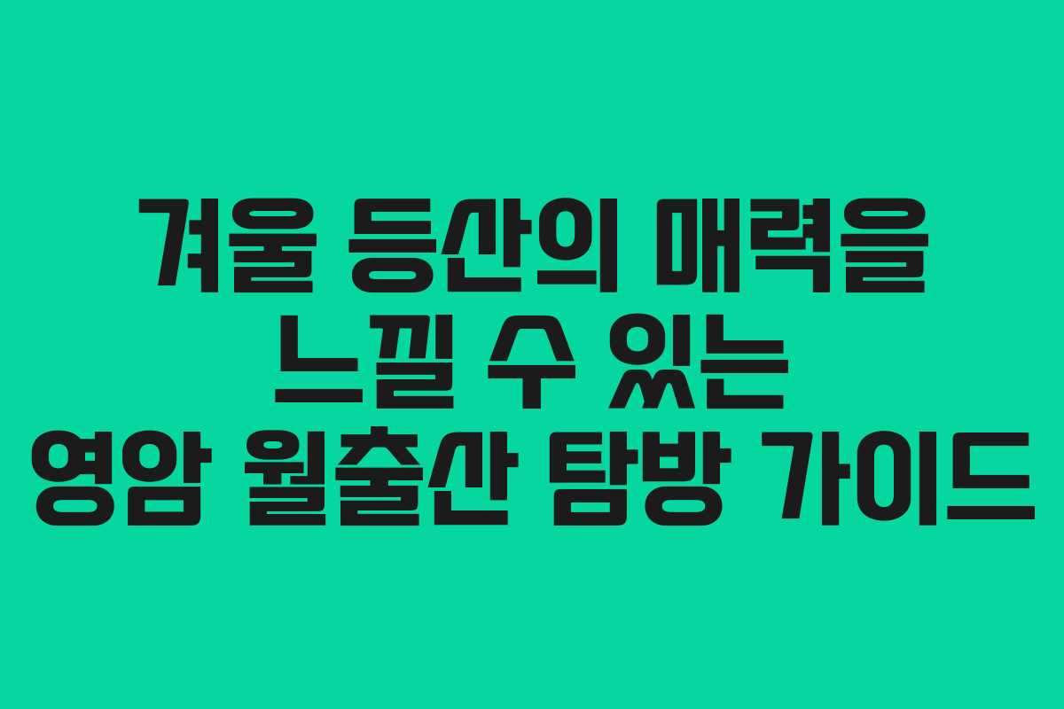 겨울 등산의 매력을 느낄 수 있는 영암 월출산 탐방 가이드