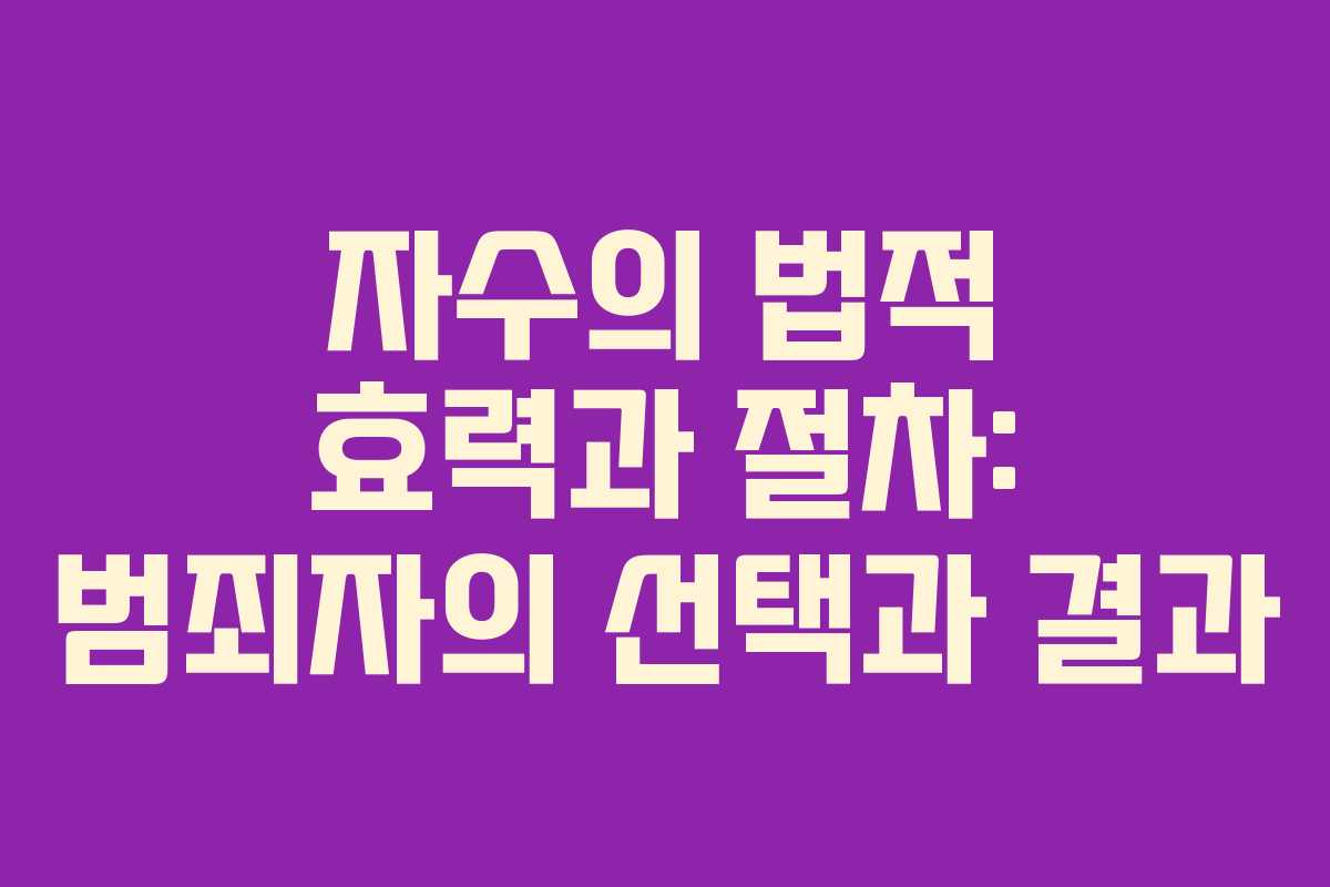 자수의 법적 효력과 절차: 범죄자의 선택과 결과