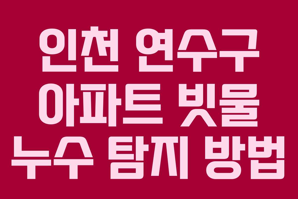 인천 연수구 아파트 빗물 누수 탐지 방법