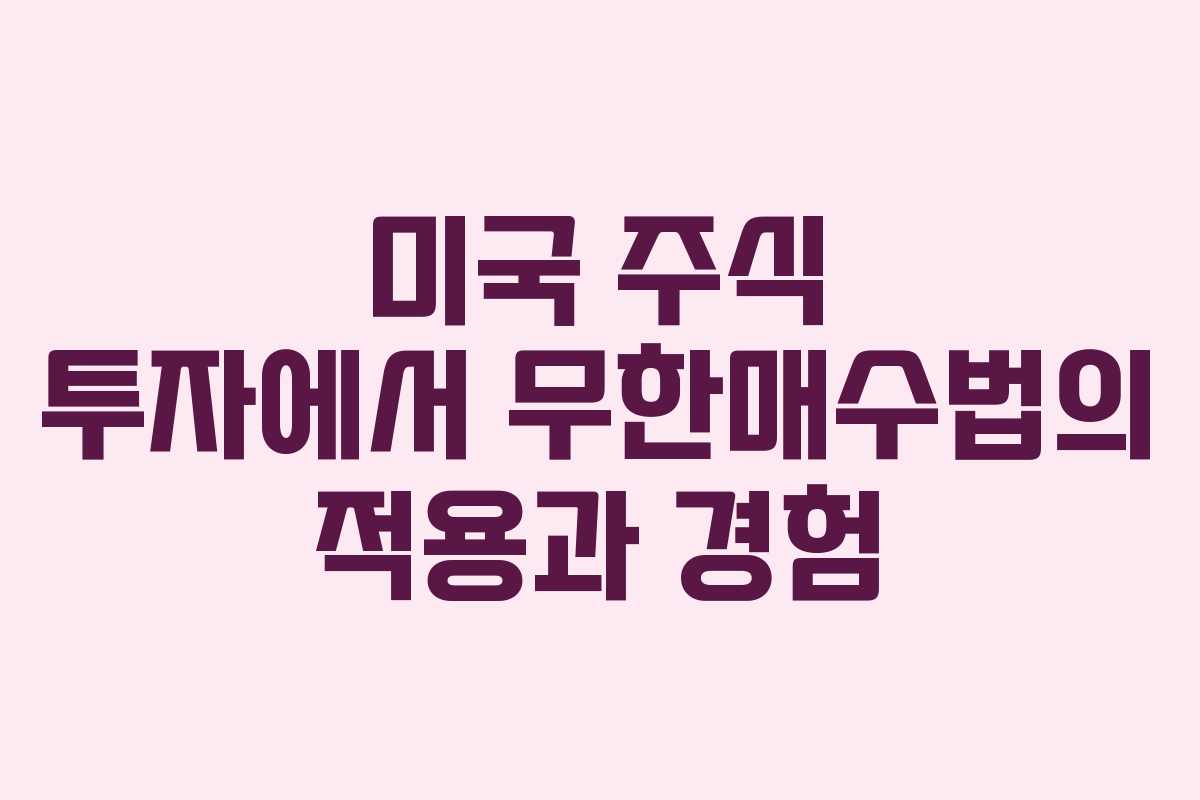 미국 주식 투자에서 무한매수법의 적용과 경험