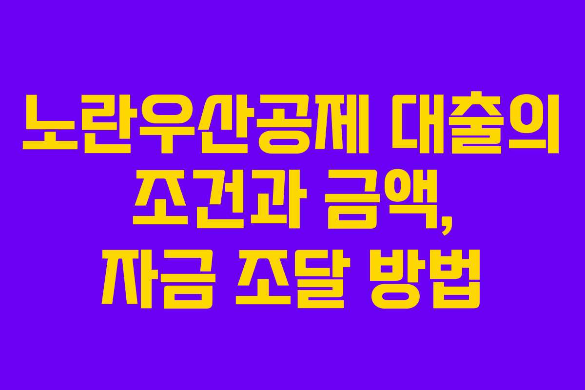 노란우산공제 대출의 조건과 금액, 자금 조달 방법