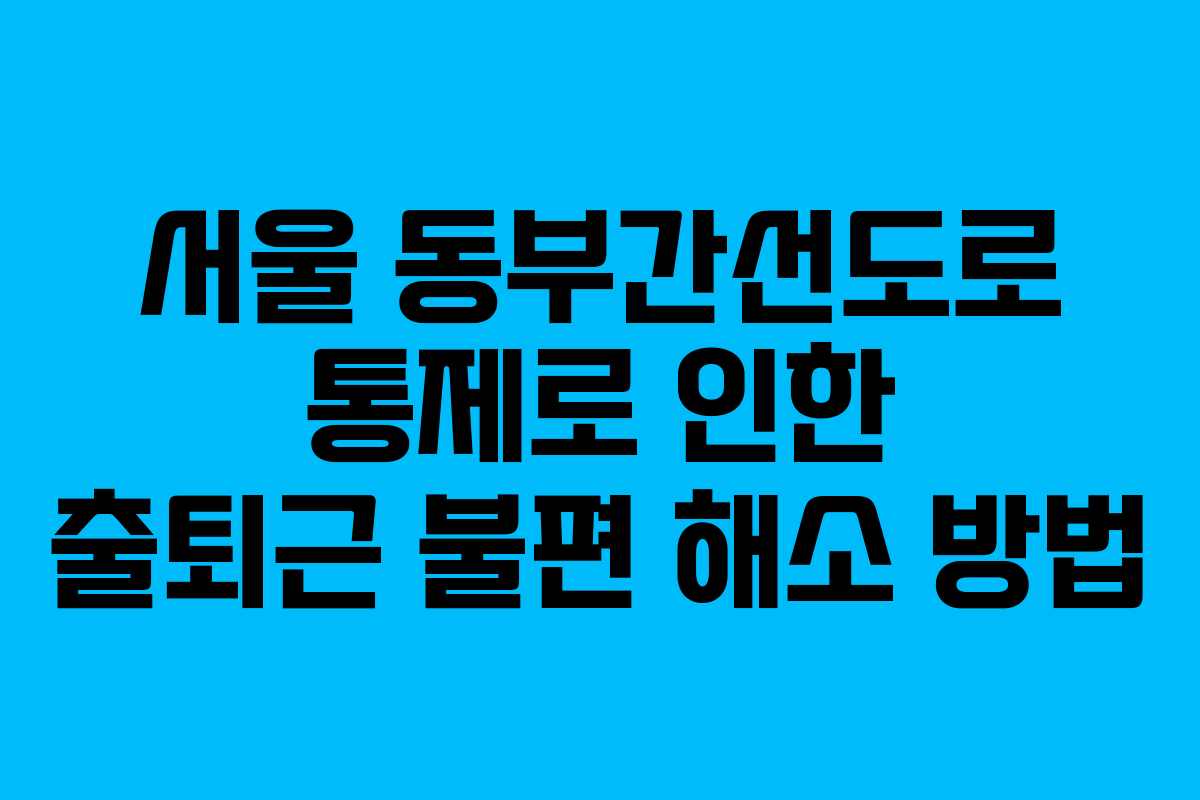 서울 동부간선도로 통제로 인한 출퇴근 불편 해소 방법