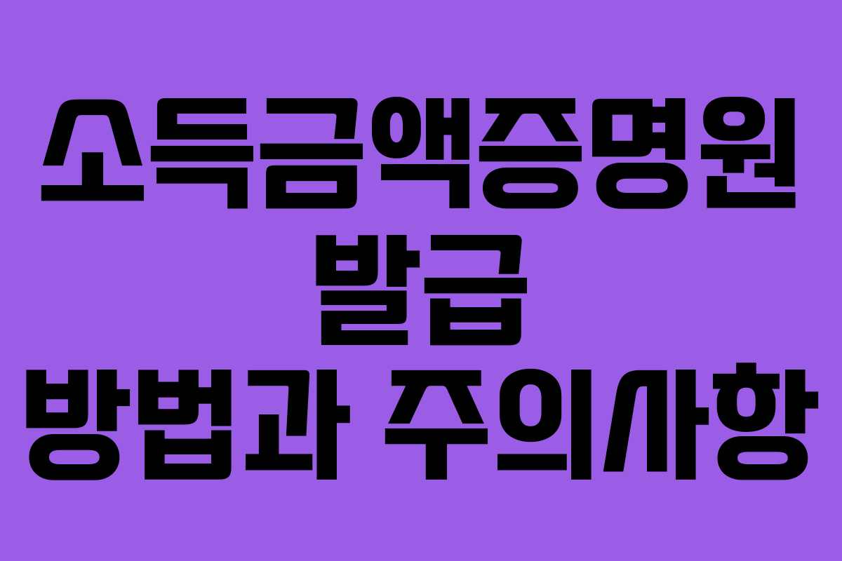 소득금액증명원 발급 방법과 주의사항