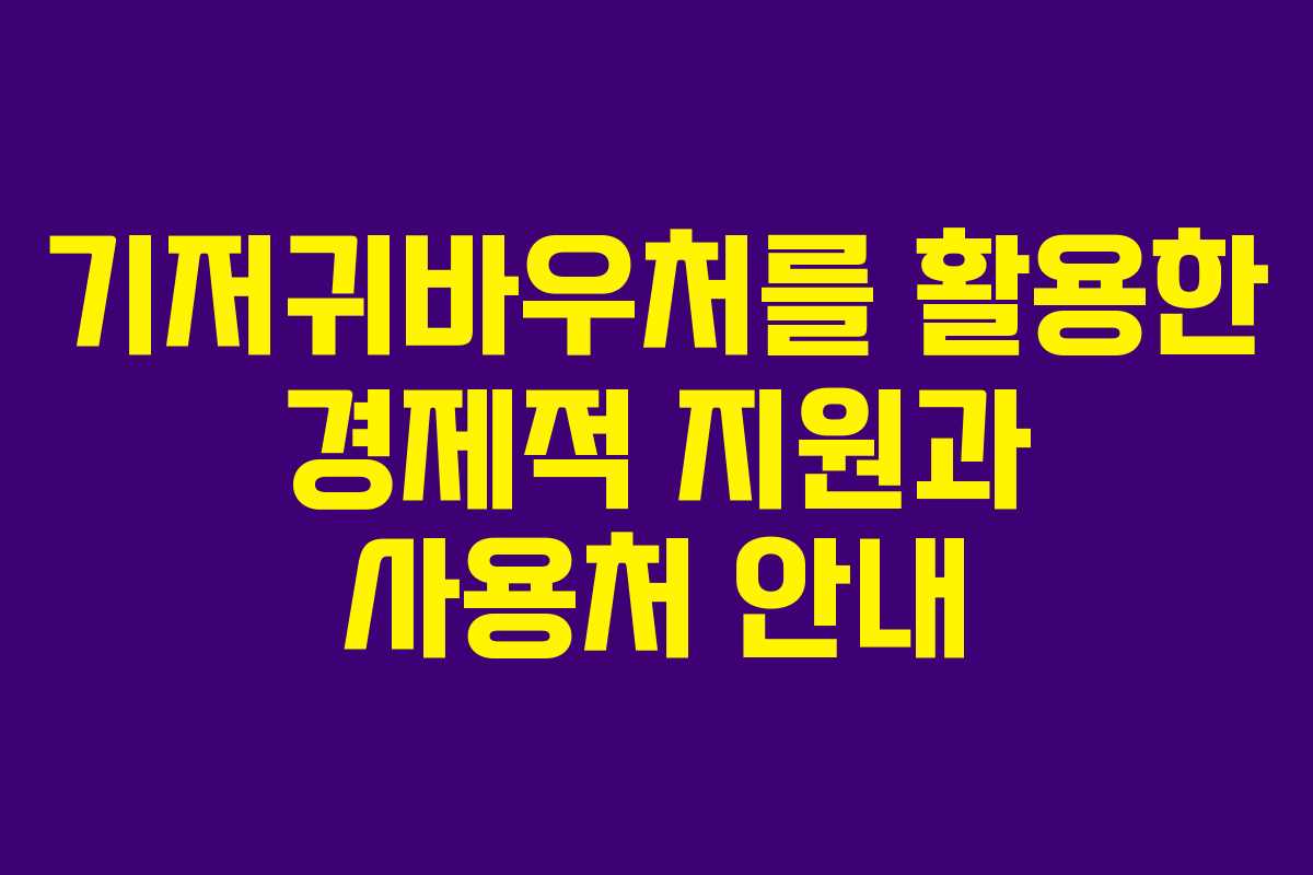 기저귀바우처를 활용한 경제적 지원과 사용처 안내