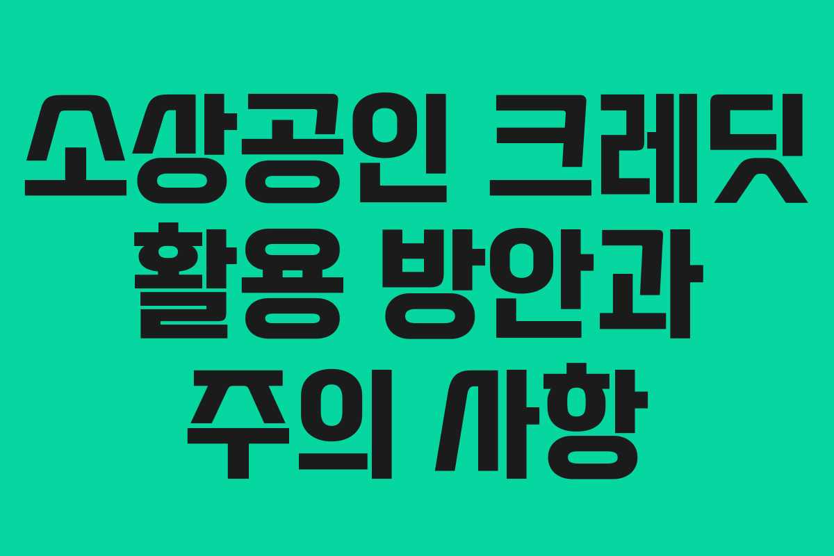 소상공인 크레딧 활용 방안과 주의 사항