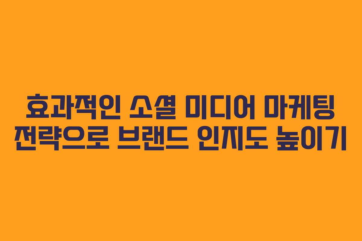 효과적인 소셜 미디어 마케팅 전략으로 브랜드 인지도 높이기