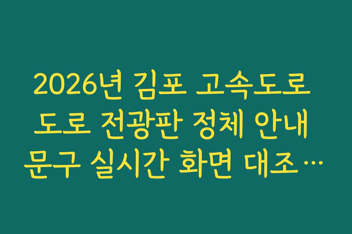 2026년 김포 고속도로 도로 전광판 정체 안내 문구 실시간 화면 대조 방법