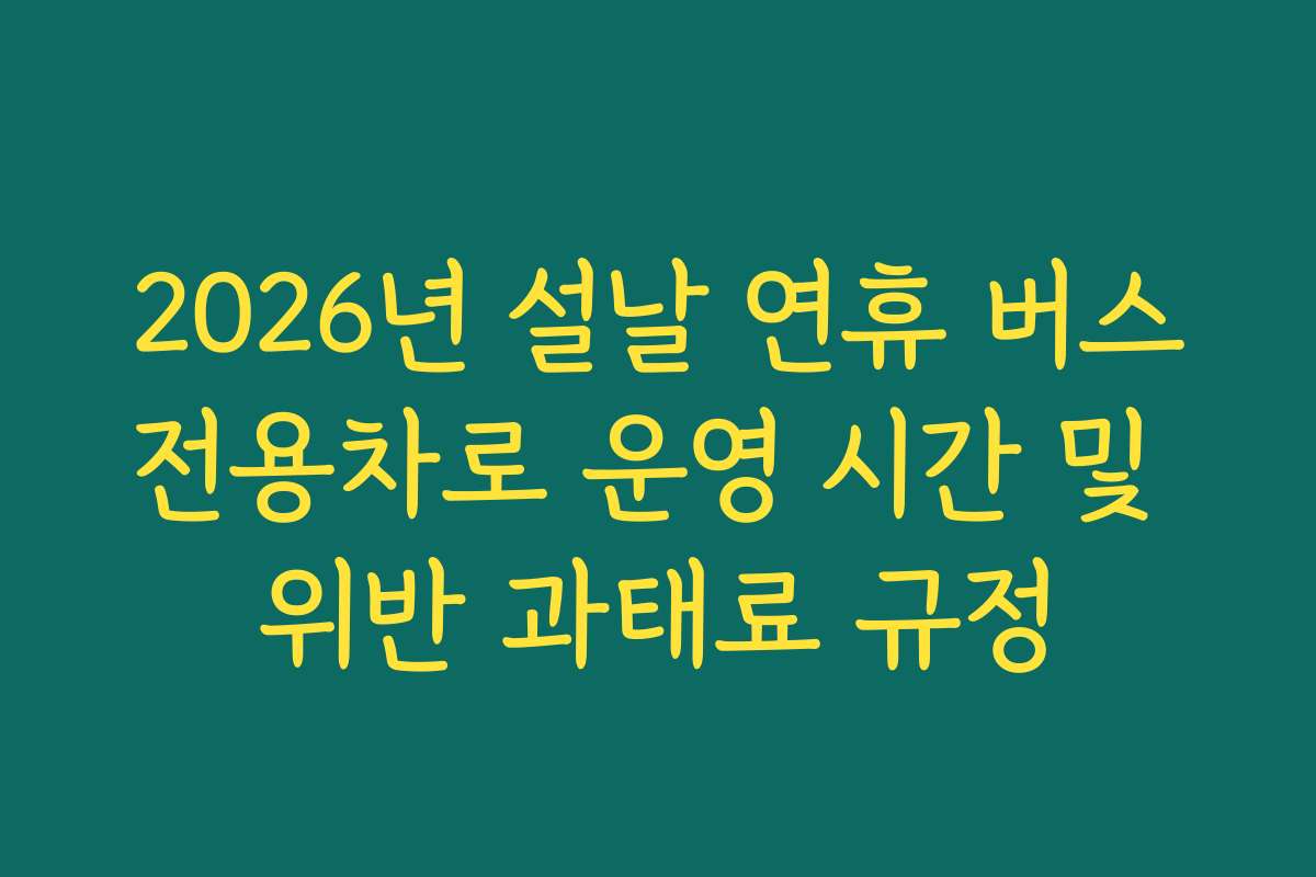 2026년 설날 연휴 버스전용차로 운영 시간 및 위반 과태료 규정