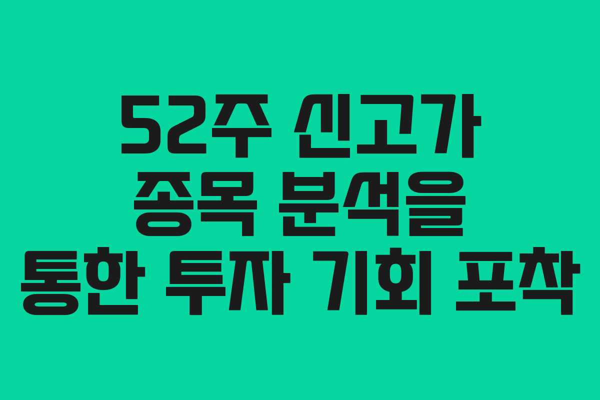 52주 신고가 종목 분석을 통한 투자 기회 포착