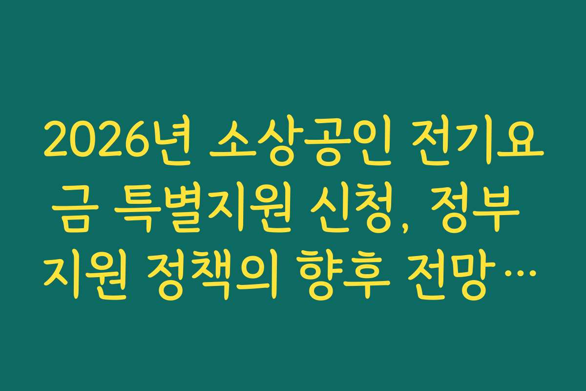 2026년 소상공인 전기요금 특별지원 신청, 정부 지원 정책의 향후 전망과 변화 예측