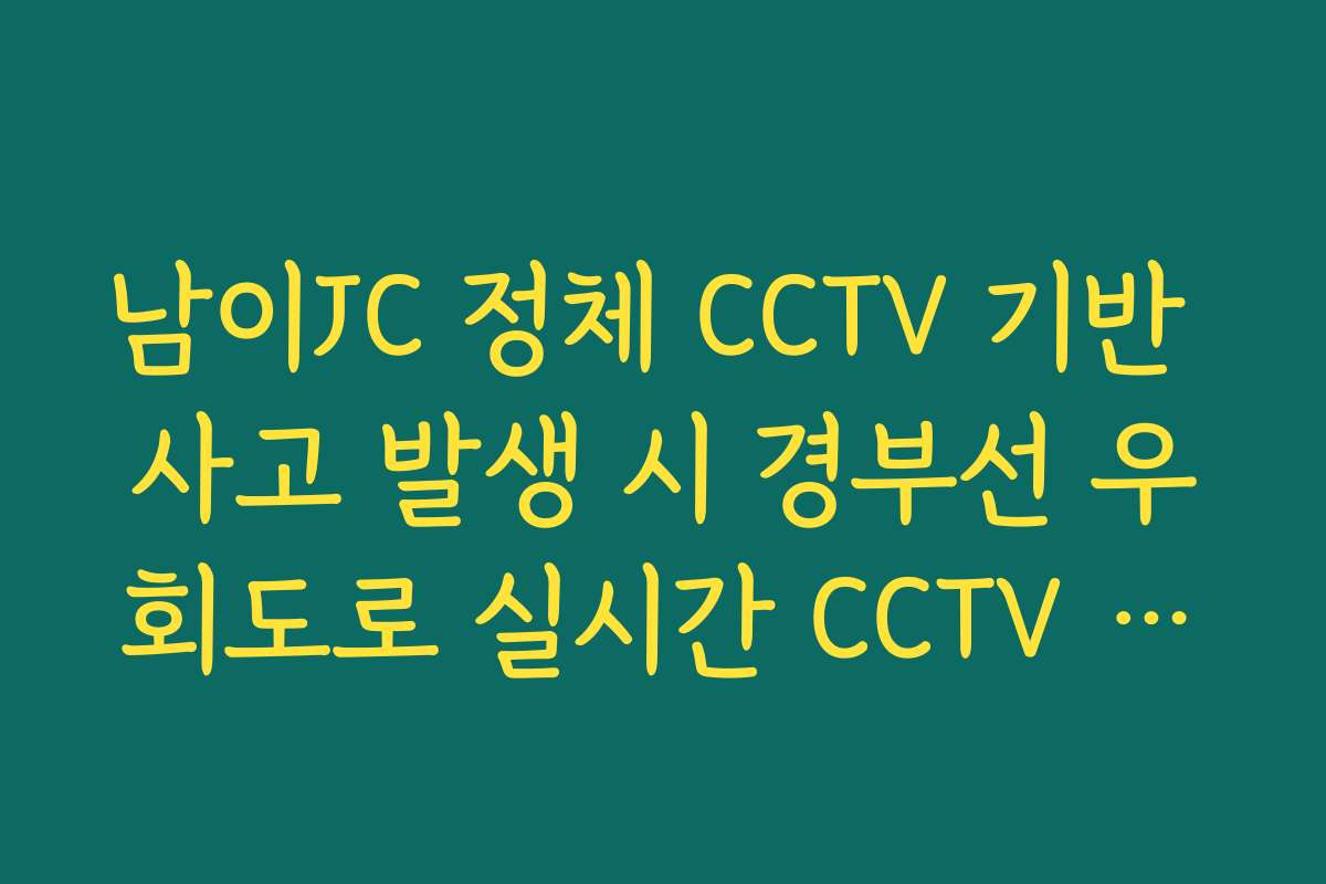 남이JC 정체 CCTV 기반 사고 발생 시 경부선 우회도로 실시간 CCTV 확인