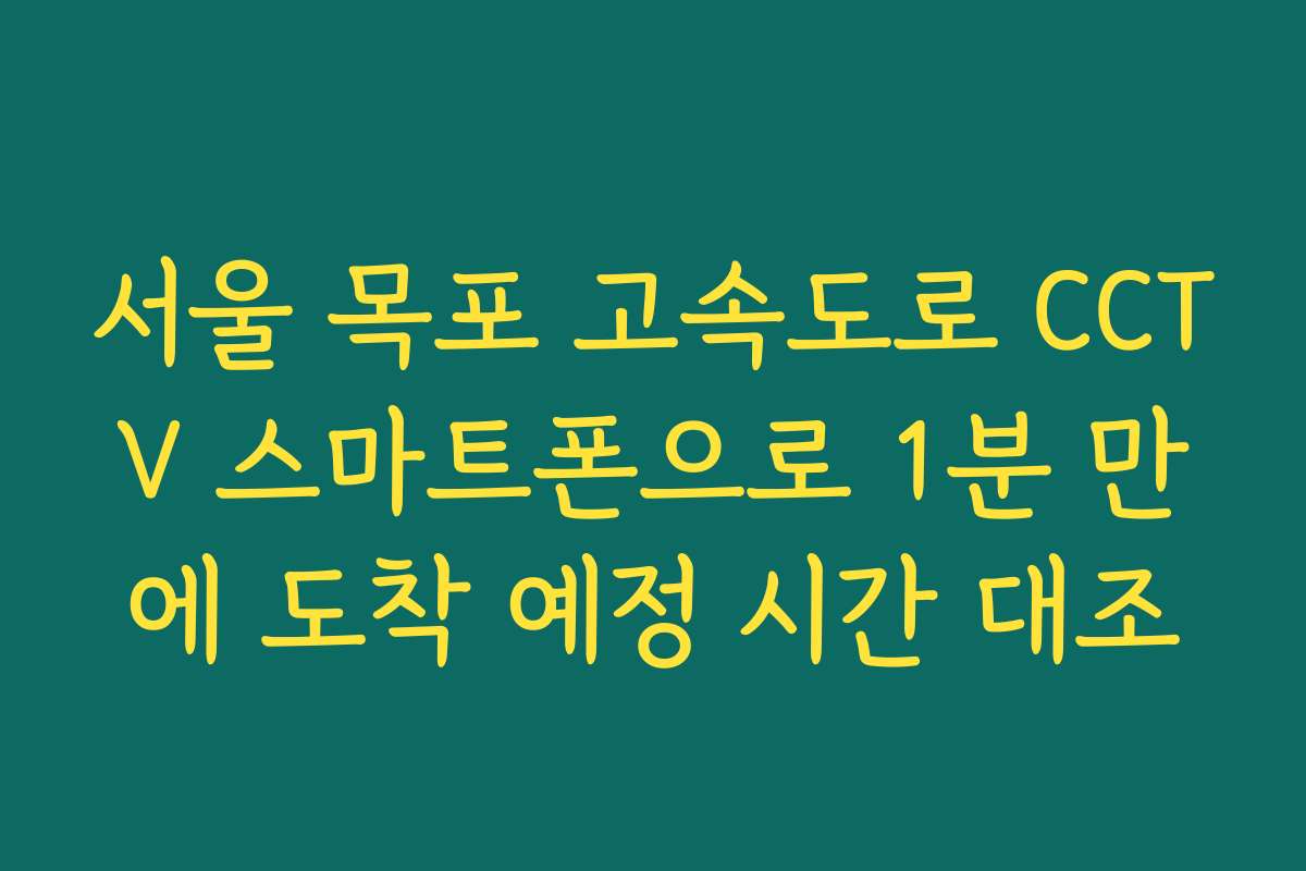 서울 목포 고속도로 CCTV 스마트폰으로 1분 만에 도착 예정 시간 대조