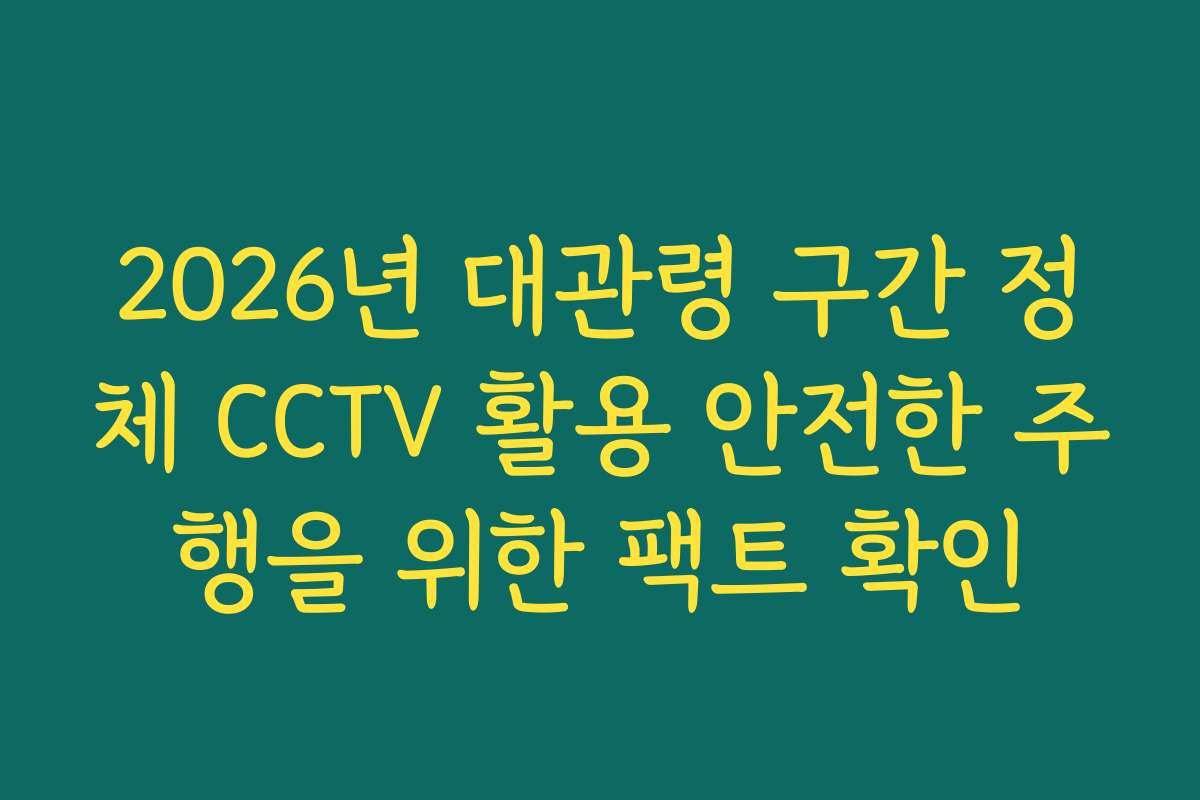 2026년 대관령 구간 정체 CCTV 활용 안전한 주행을 위한 팩트 확인