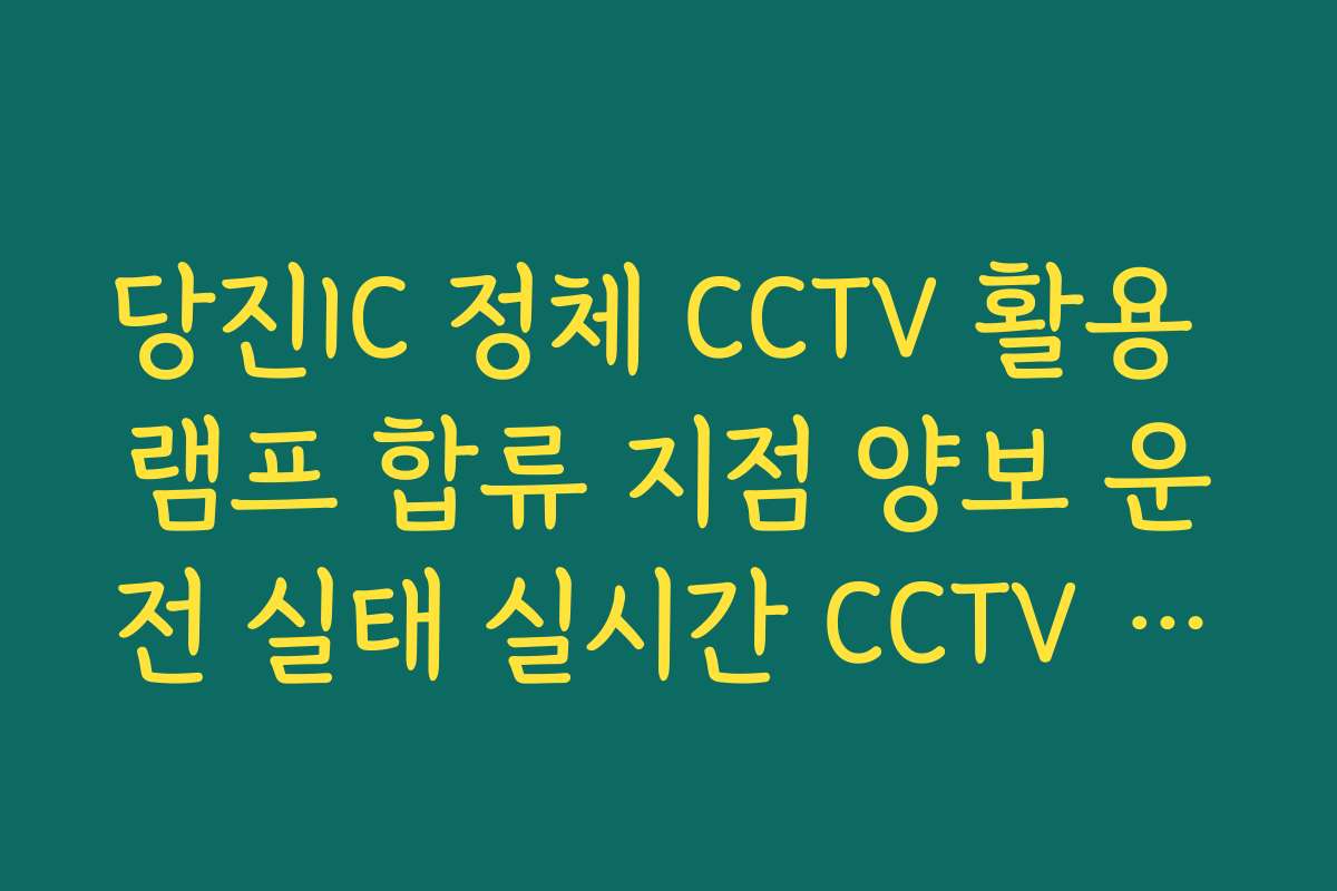 당진IC 정체 CCTV 활용 램프 합류 지점 양보 운전 실태 실시간 CCTV 확인