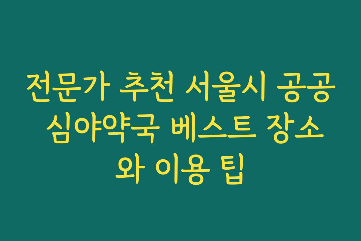 전문가 추천 서울시 공공 심야약국 베스트 장소와 이용 팁