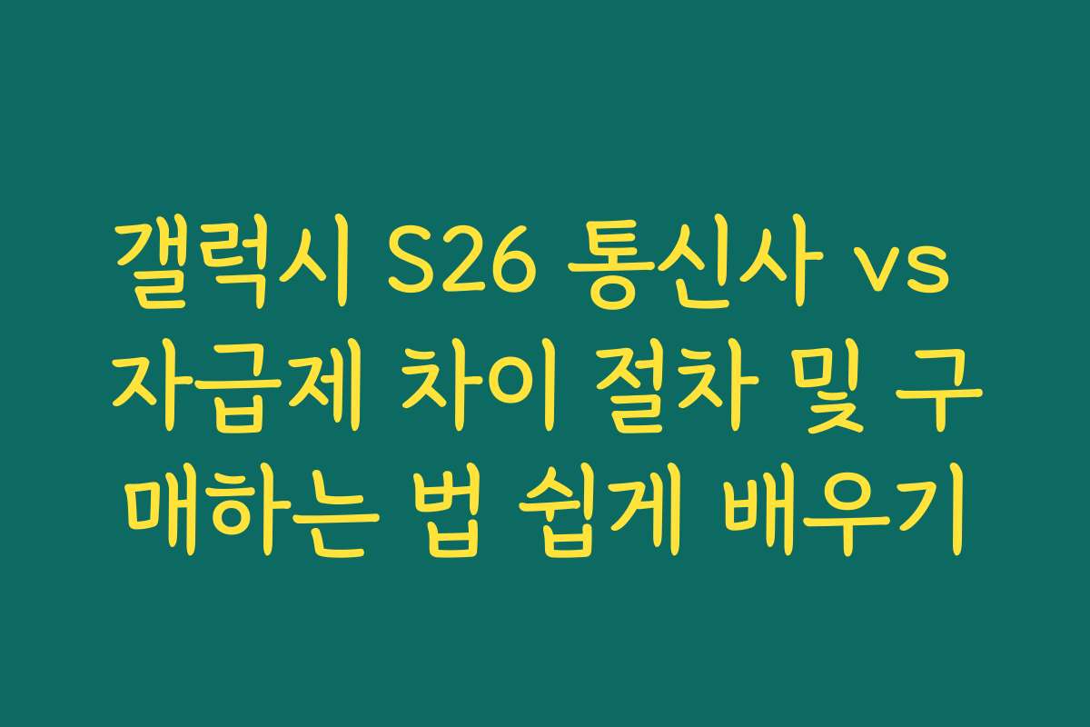 갤럭시 S26 통신사 vs 자급제 차이 절차 및 구매하는 법 쉽게 배우기