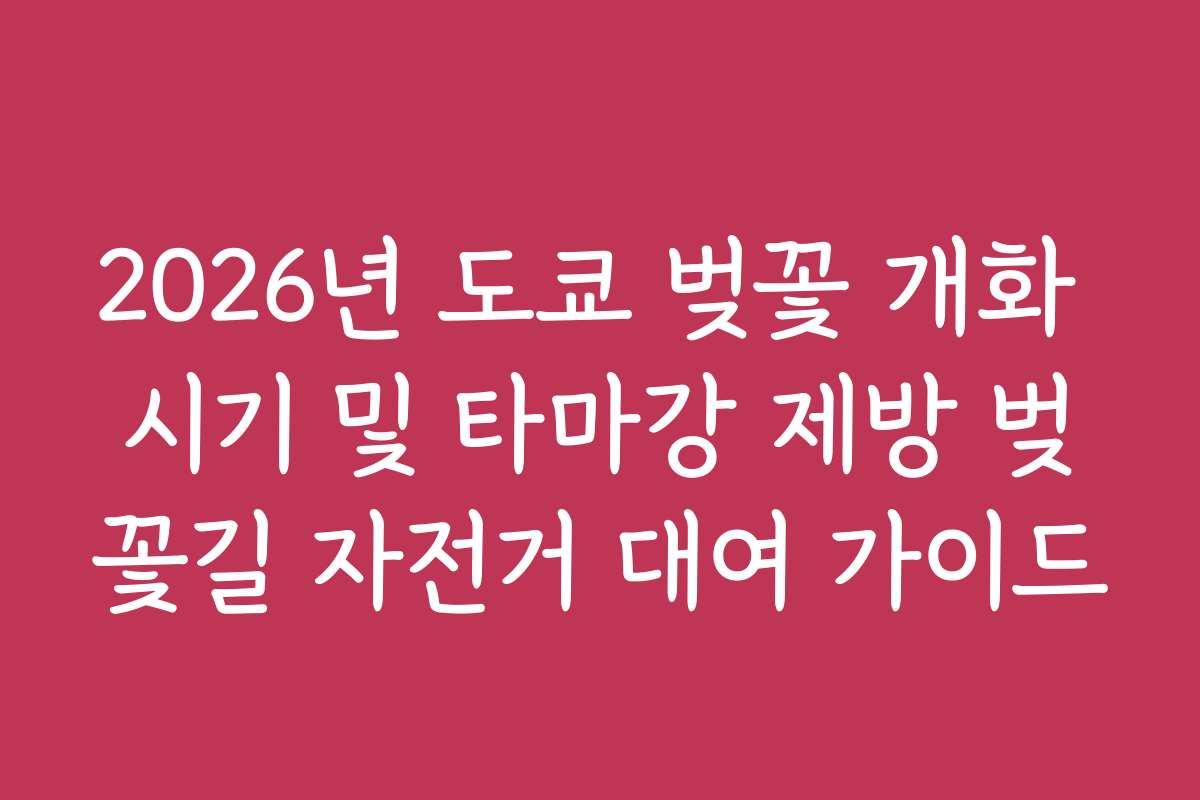 2026년 도쿄 벚꽃 개화 시기 및 타마강 제방 벚꽃길 자전거 대여 가이드