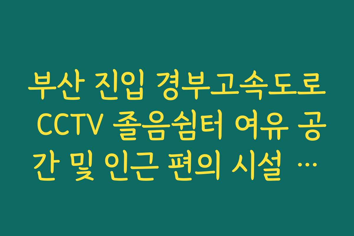 부산 진입 경부고속도로 CCTV 졸음쉼터 여유 공간 및 인근 편의 시설 정보