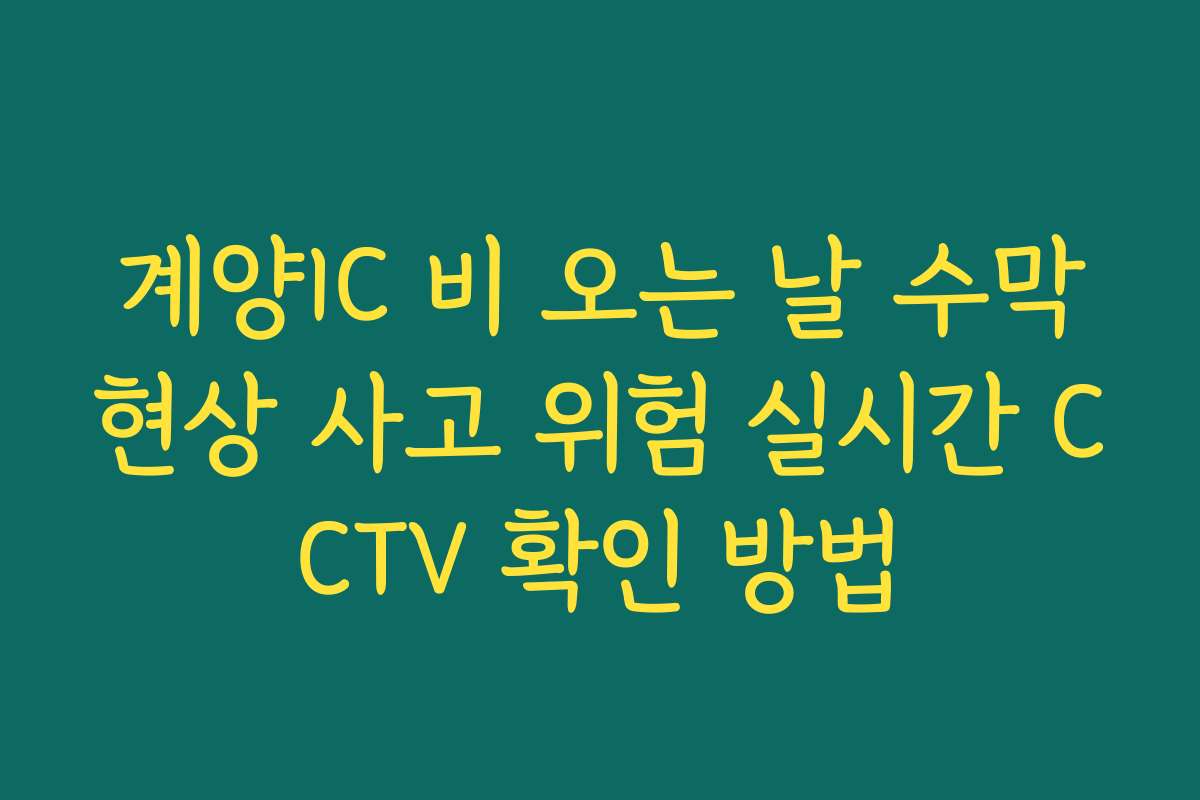 계양IC 비 오는 날 수막현상 사고 위험 실시간 CCTV 확인 방법