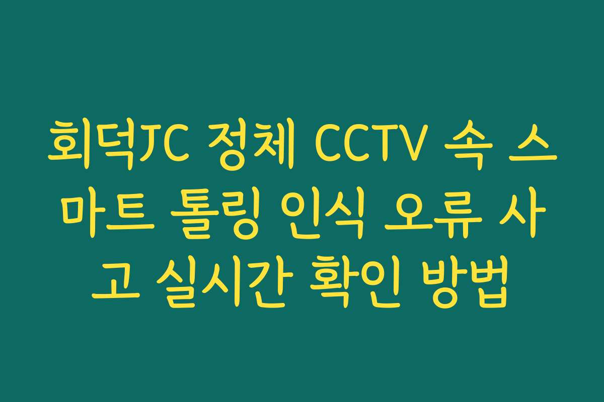 회덕JC 정체 CCTV 속 스마트 톨링 인식 오류 사고 실시간 확인 방법