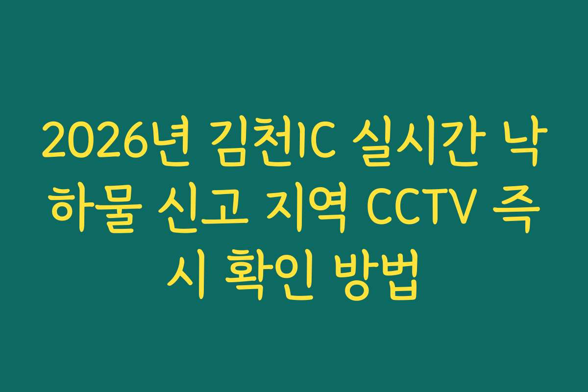 2026년 김천IC 실시간 낙하물 신고 지역 CCTV 즉시 확인 방법