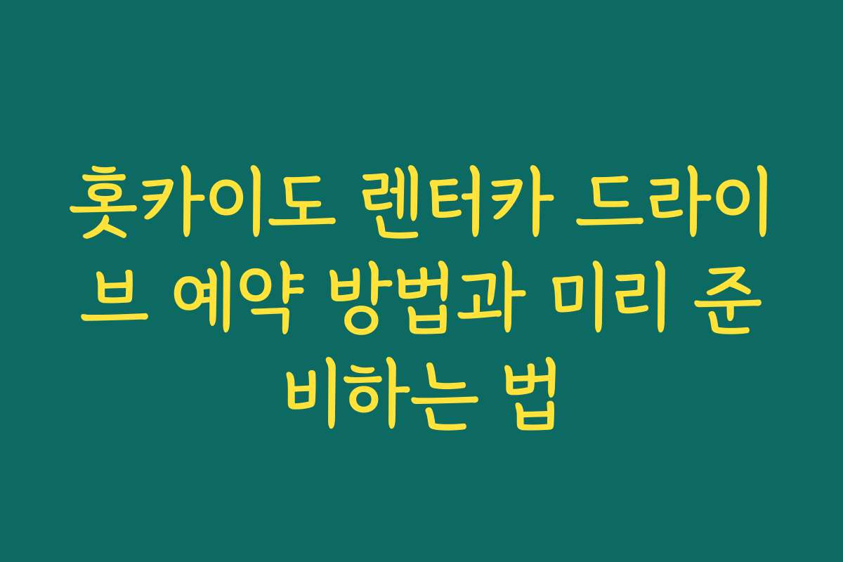 홋카이도 렌터카 드라이브 예약 방법과 미리 준비하는 법