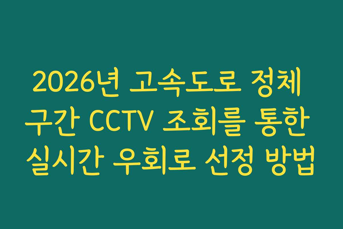 2026년 고속도로 정체 구간 CCTV 조회를 통한 실시간 우회로 선정 방법